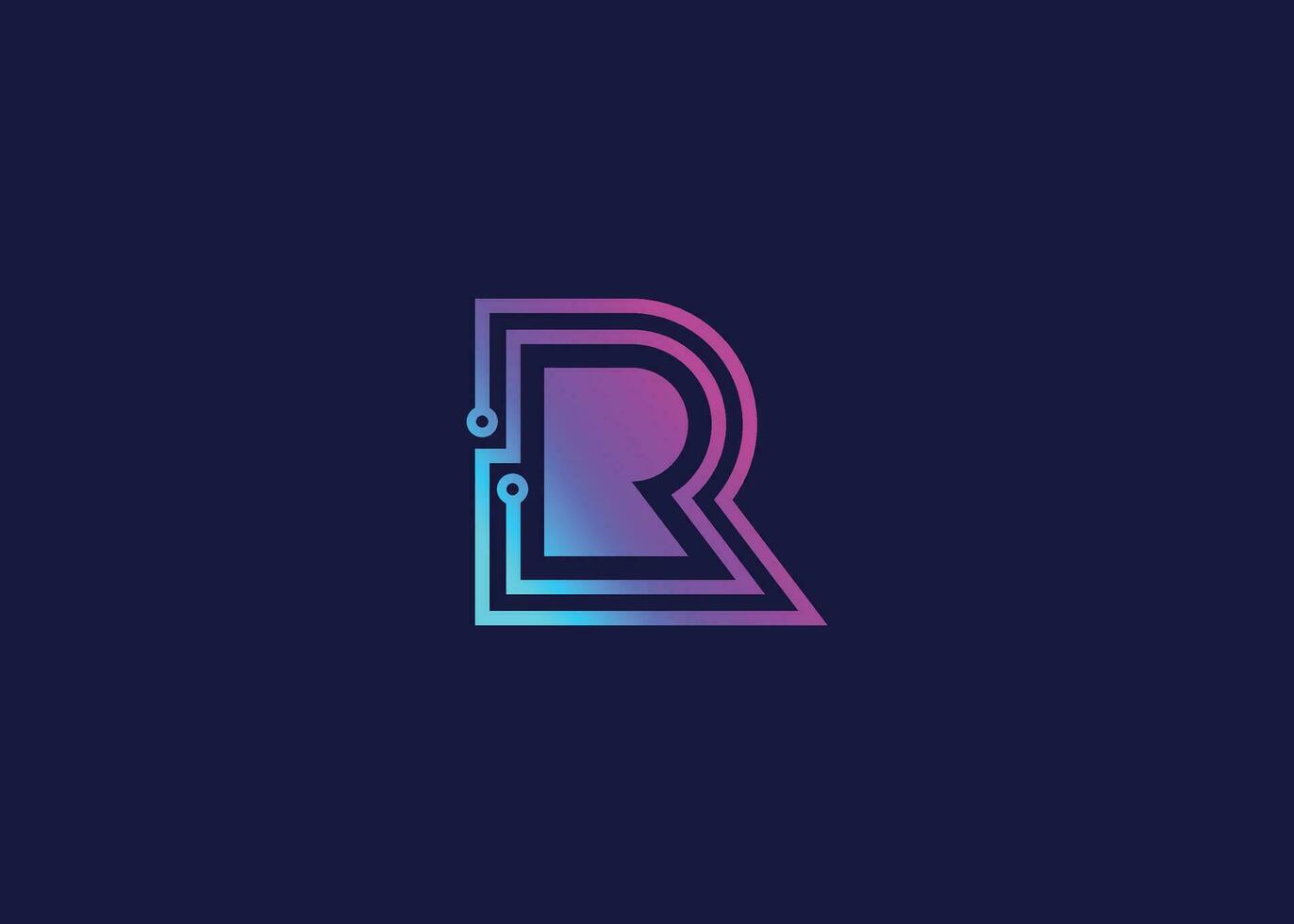 Letter R Technology vector monogram logo design template. Letter R molecule, Science and Bio technology Vector logo