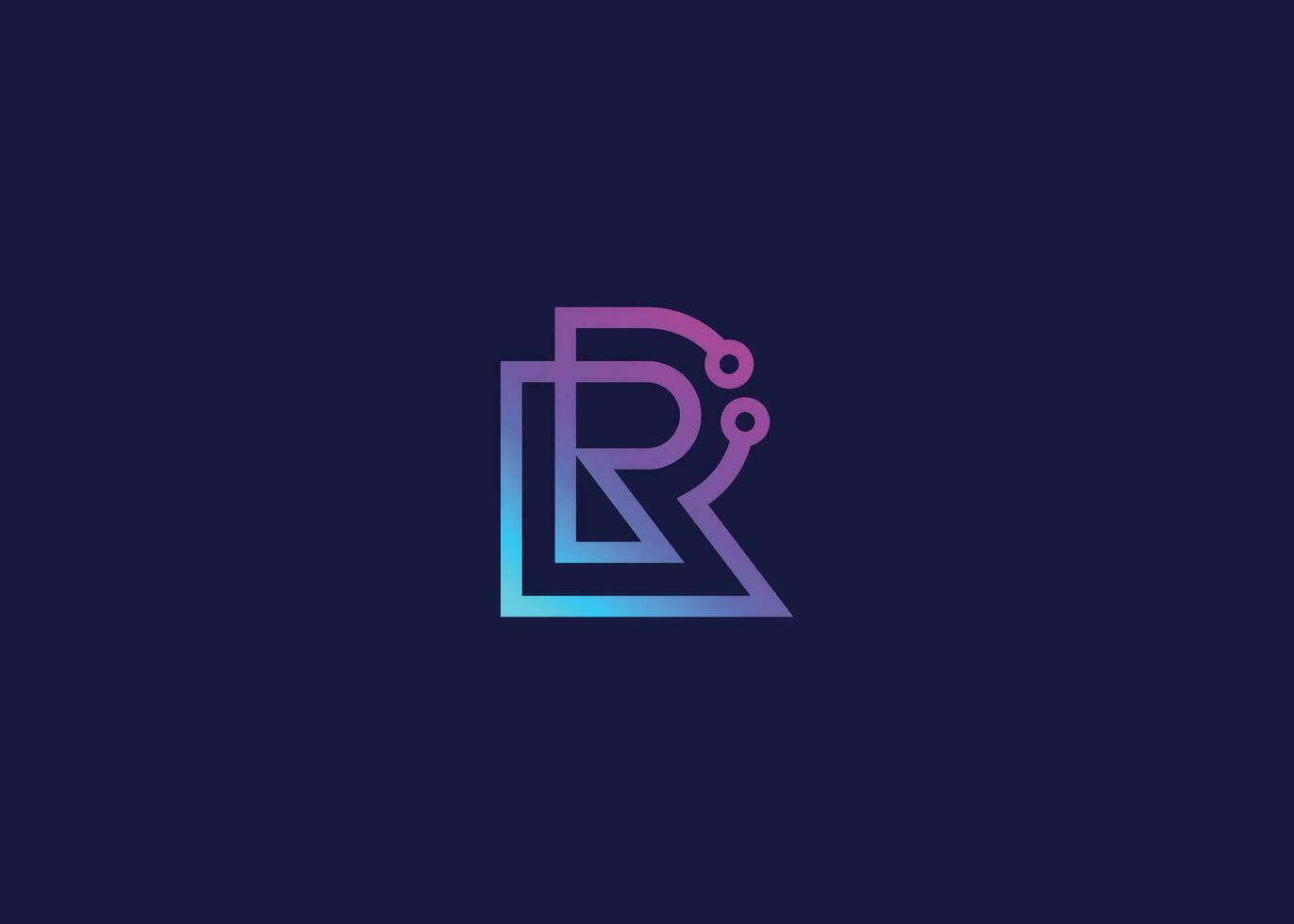 Letter R Technology vector monogram logo design template. Letter R molecule, Science and Bio technology Vector logo