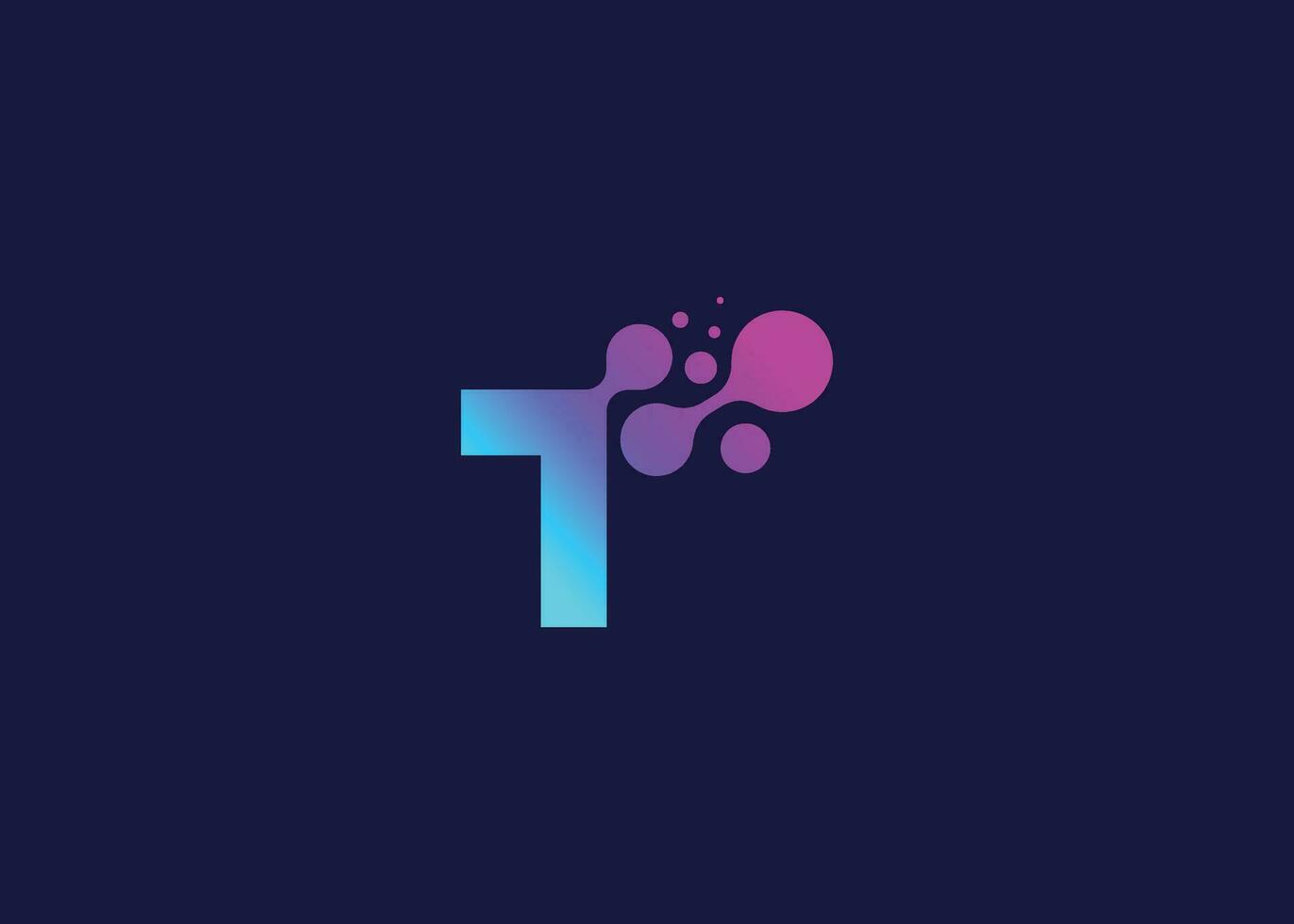 Letter T Technology vector monogram logo design template. Letter T molecule, Science and Bio technology Vector logo