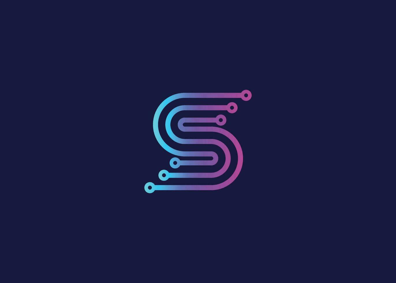 Letter S Technology vector monogram logo design template. Letter S molecule, Science and Bio technology Vector logo