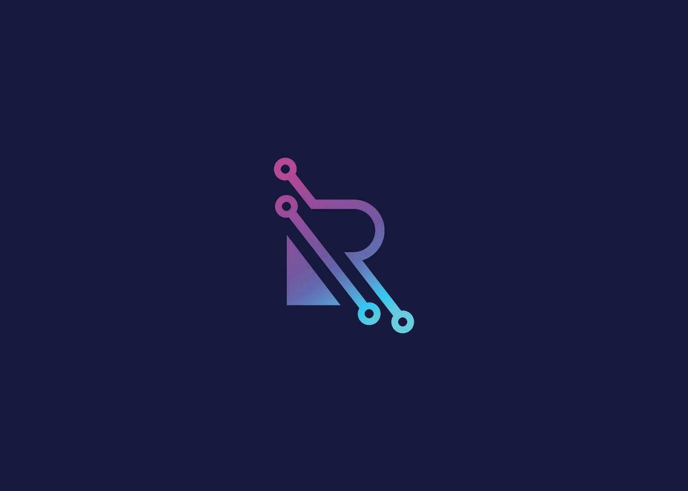 Letter R Technology vector monogram logo design template. Letter R molecule, Science and Bio technology Vector logo