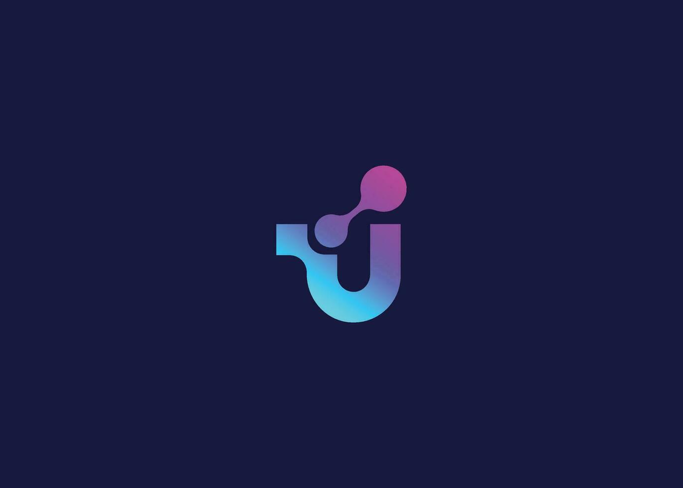 Letter U Technology vector monogram logo design template. Letter U molecule, Science and Bio technology Vector logo