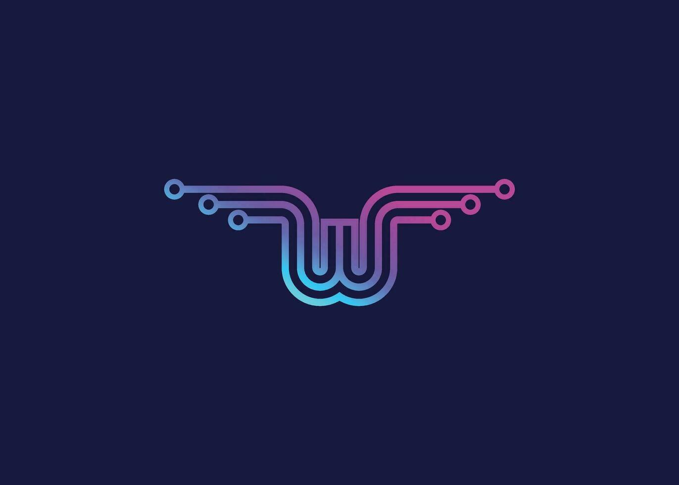 Letter W Technology vector monogram logo design template. Letter W molecule, Science and Bio technology Vector logo