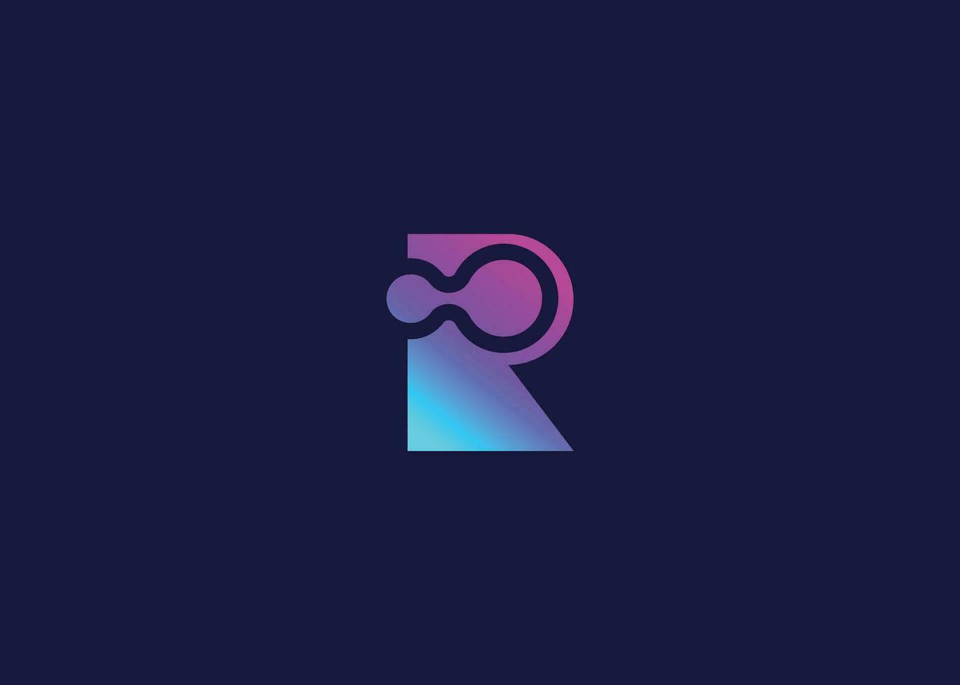 Letter R Technology vector monogram logo design template. Letter R molecule, Science and Bio technology Vector logo