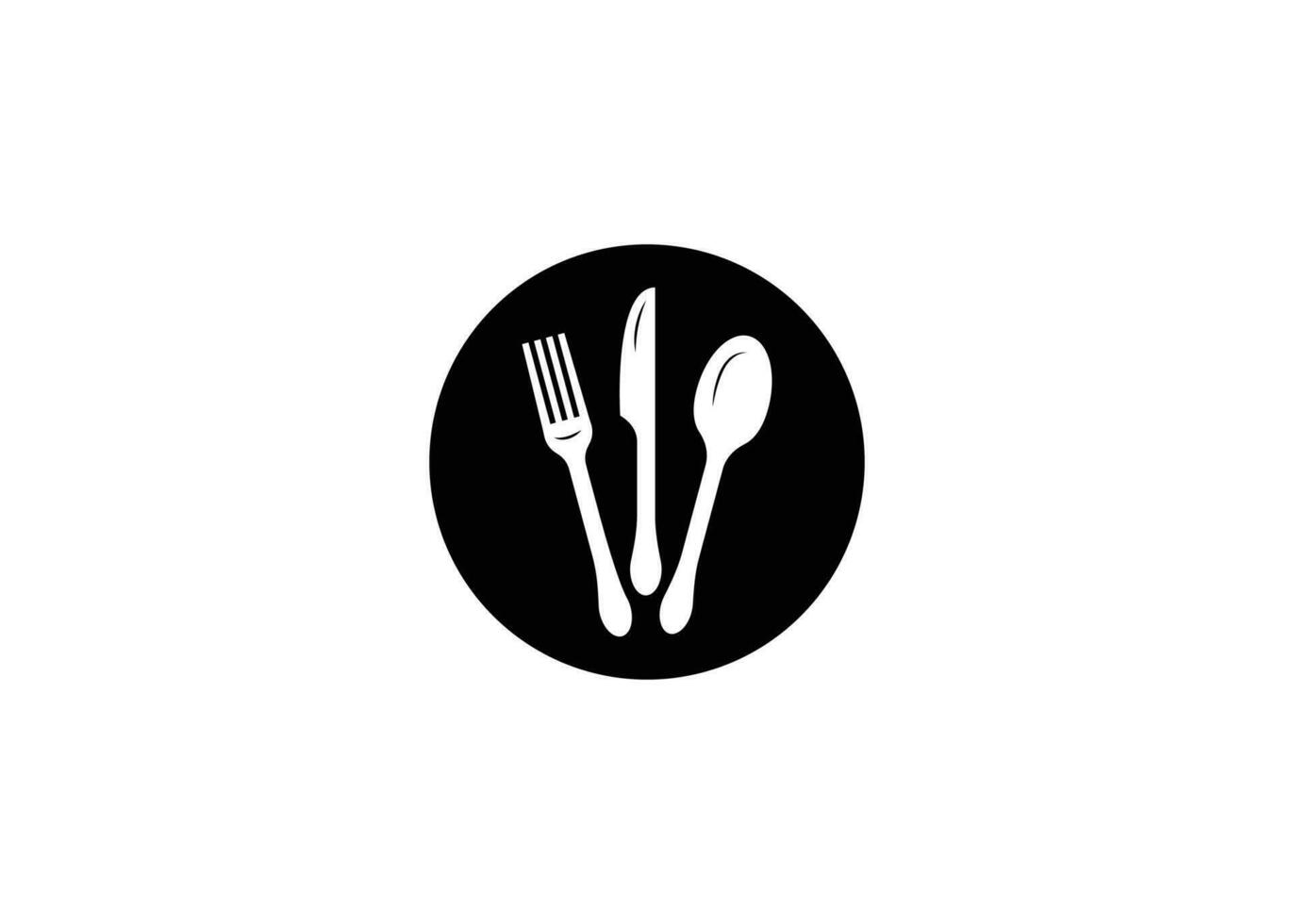 Minimal spoon, fork and knife vector logo design template