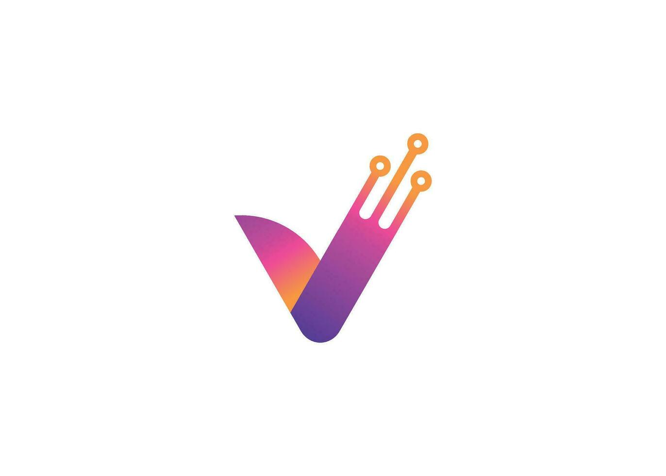 Letter V Technology vector monogram logo design template. Letter V molecule, Science and Bio technology Vector logo Design