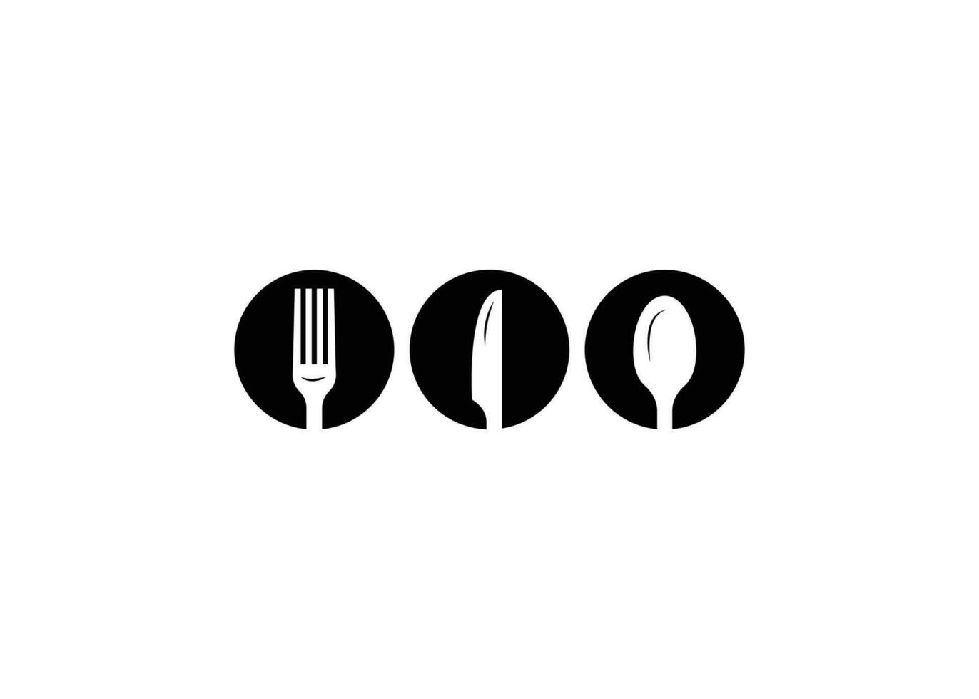 Minimal spoon, fork and knife vector logo design template