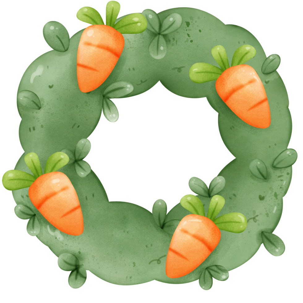adorable carrot wreath colorful watercolor isolate png