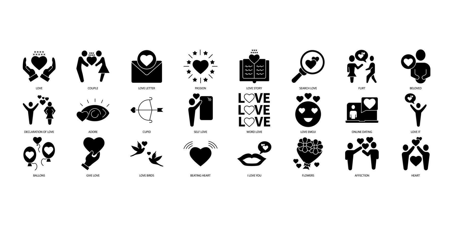 love icons set. Set of editable stroke icons.Vector set of love vector