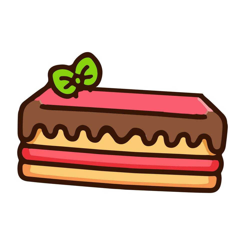 Chocolates cake sweet dessert. Flat Design isolated colored clipart. vector