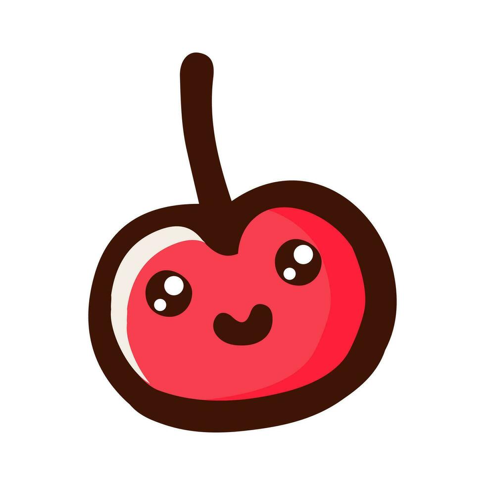 cherry sweet dessert. Flat Design isolated colored clipart. vector