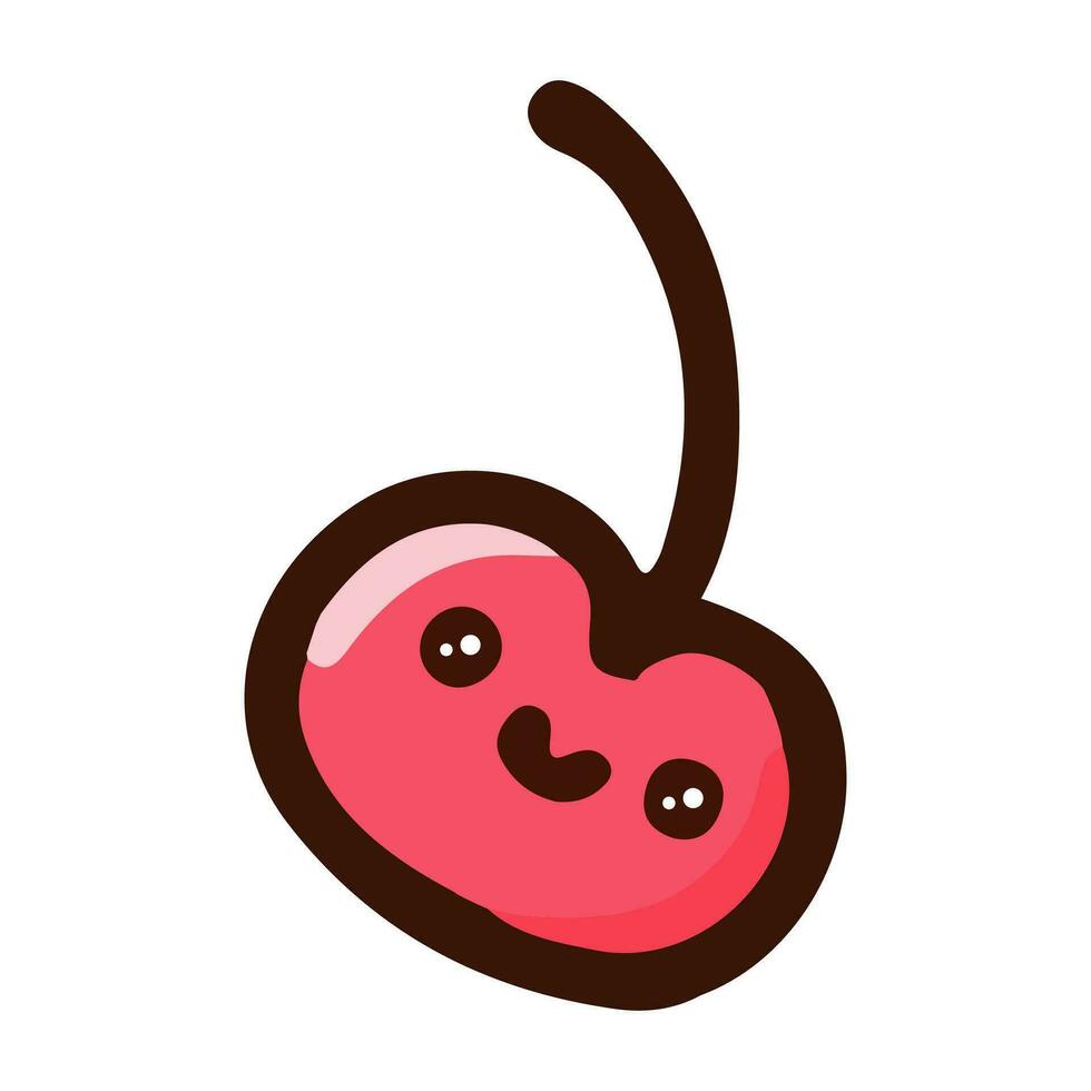cherry sweet dessert. Flat Design isolated colored clipart. vector