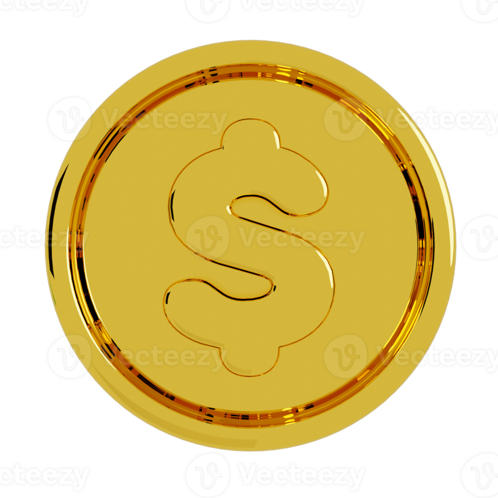 Gold coin icon 3d png