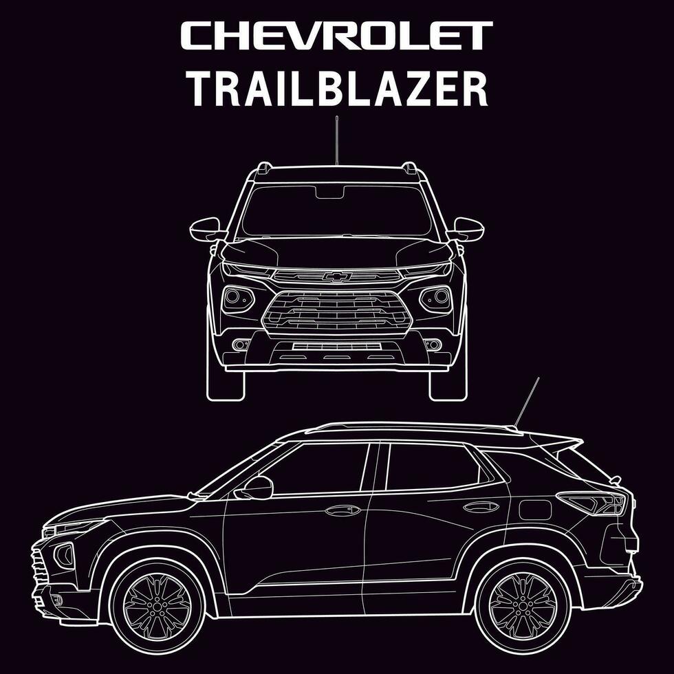 Chevrolet Trailblazer car blueprint vector