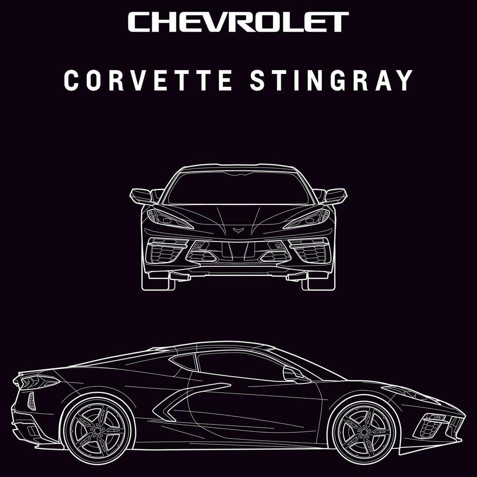 chevrolet corbeta mantarraya coche Plano vector