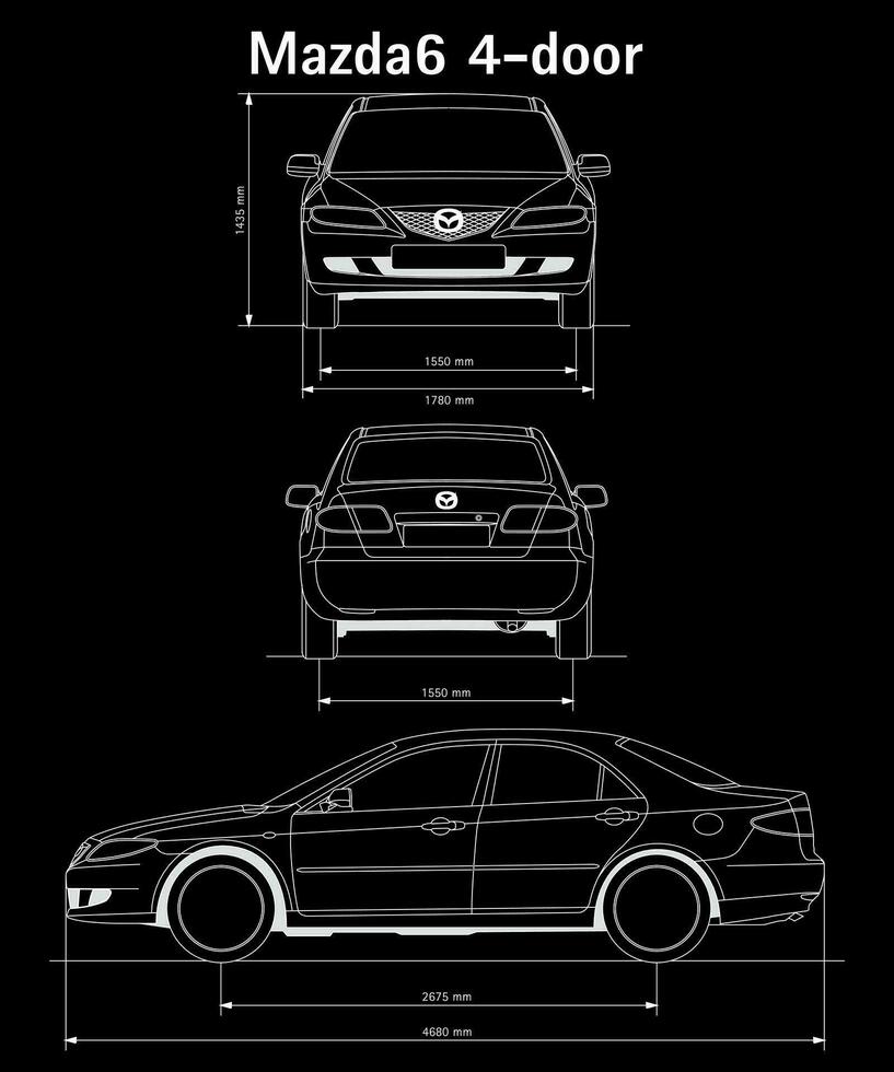 2004 Mazda 6 car blueprint vector