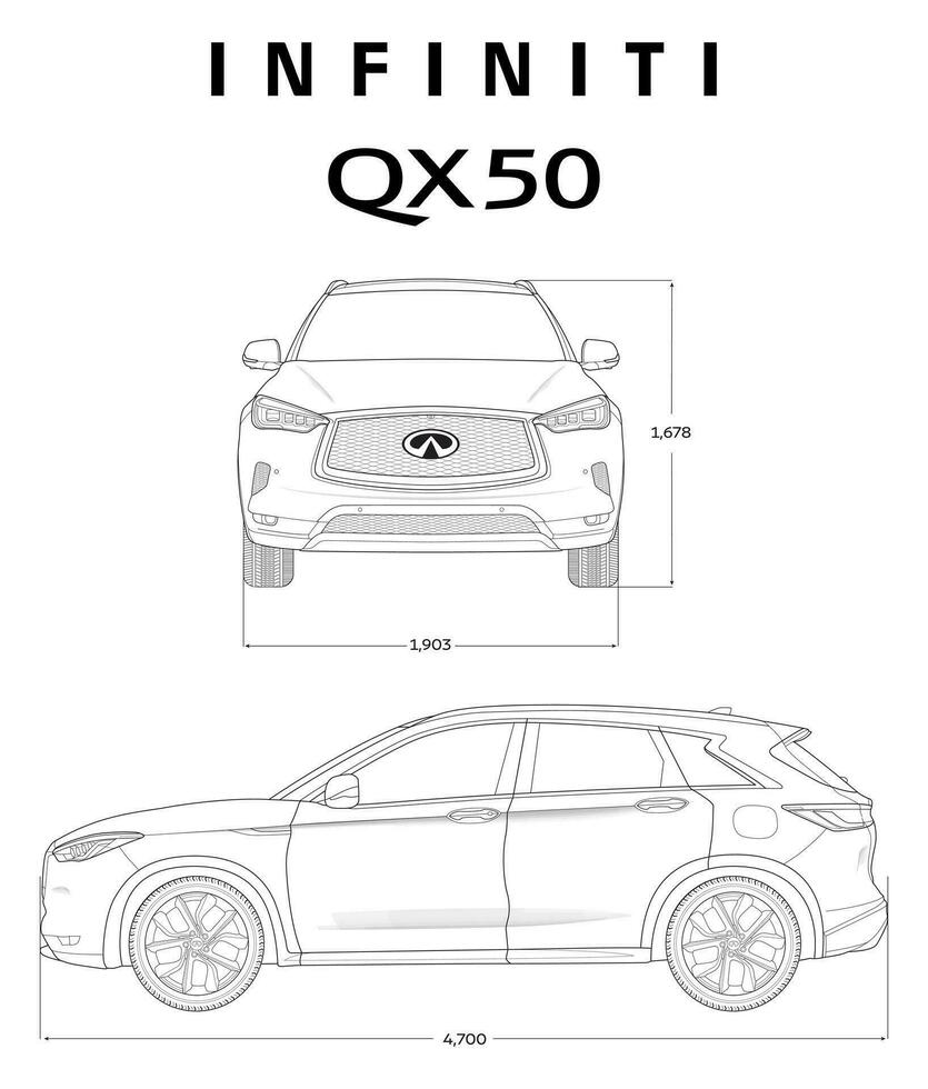 Infiniti QX50 car blueprint vector