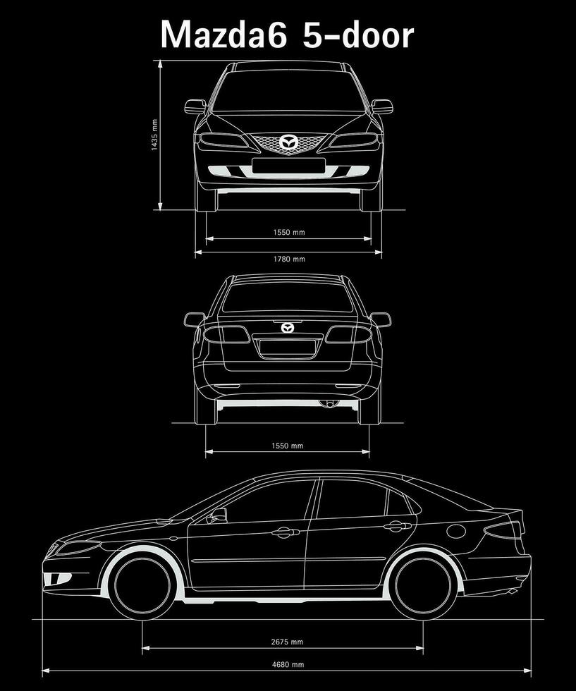 2004 Mazda 6 car blueprint vector