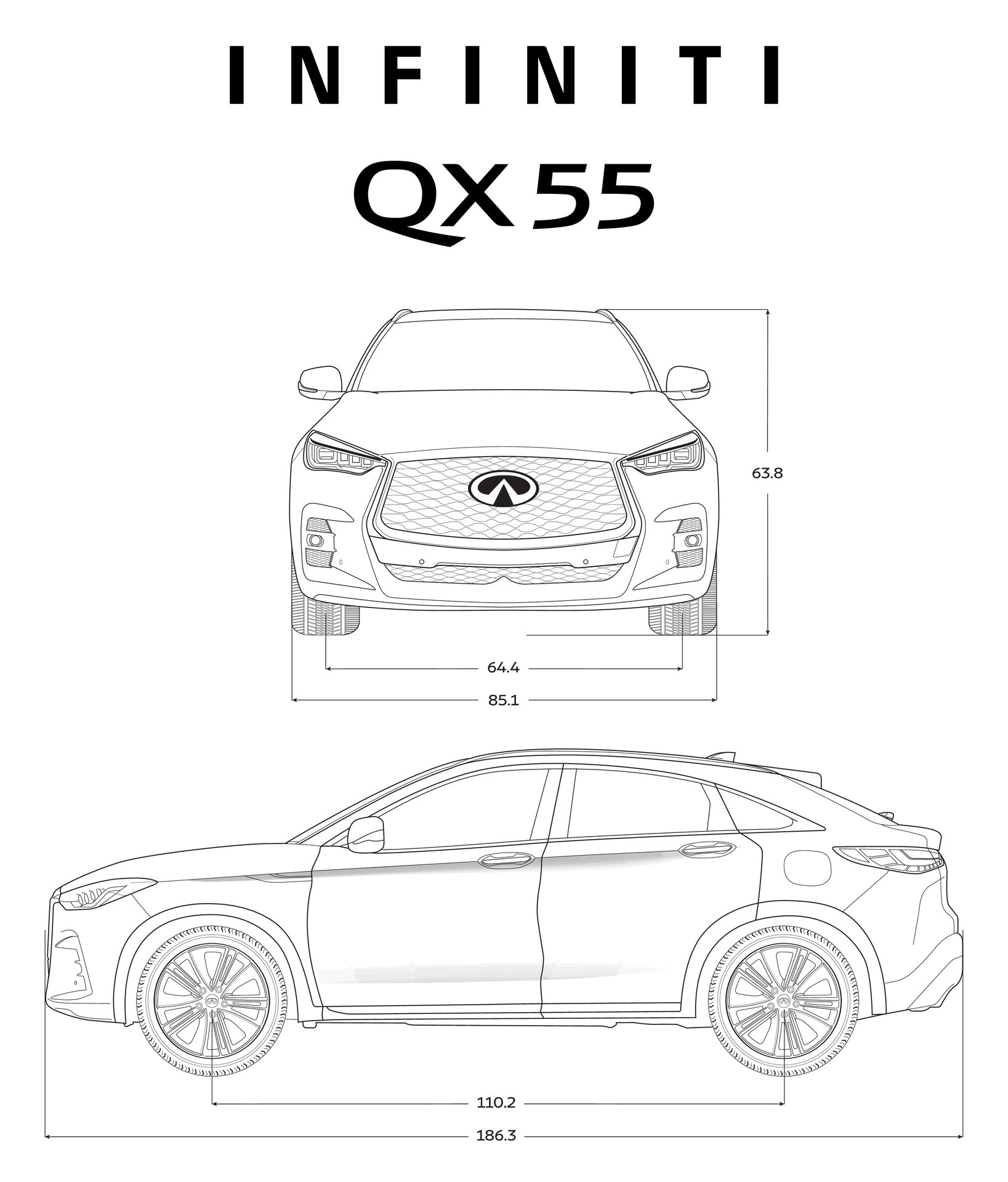 Infiniti QX55 2024 car blueprint 36254506 Vector Art at Vecteezy