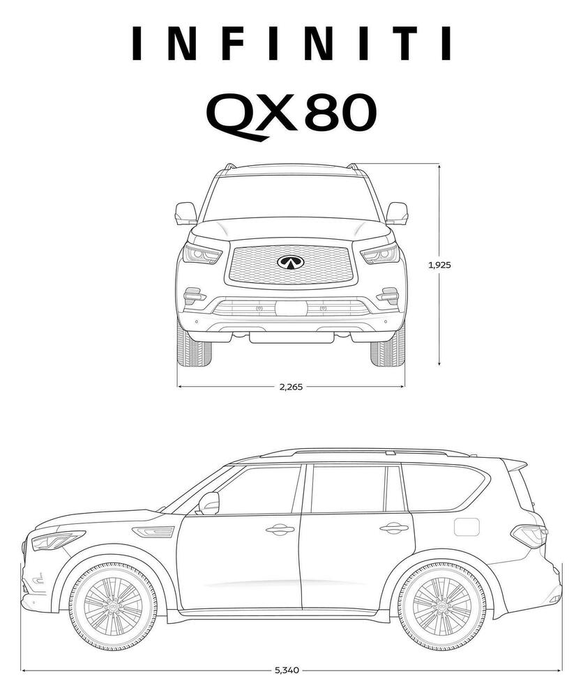 Infiniti QX80 2023 car blueprint vector