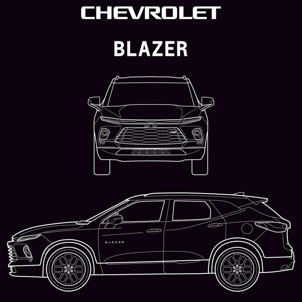 Chevrolet Blazer car blueprint vector