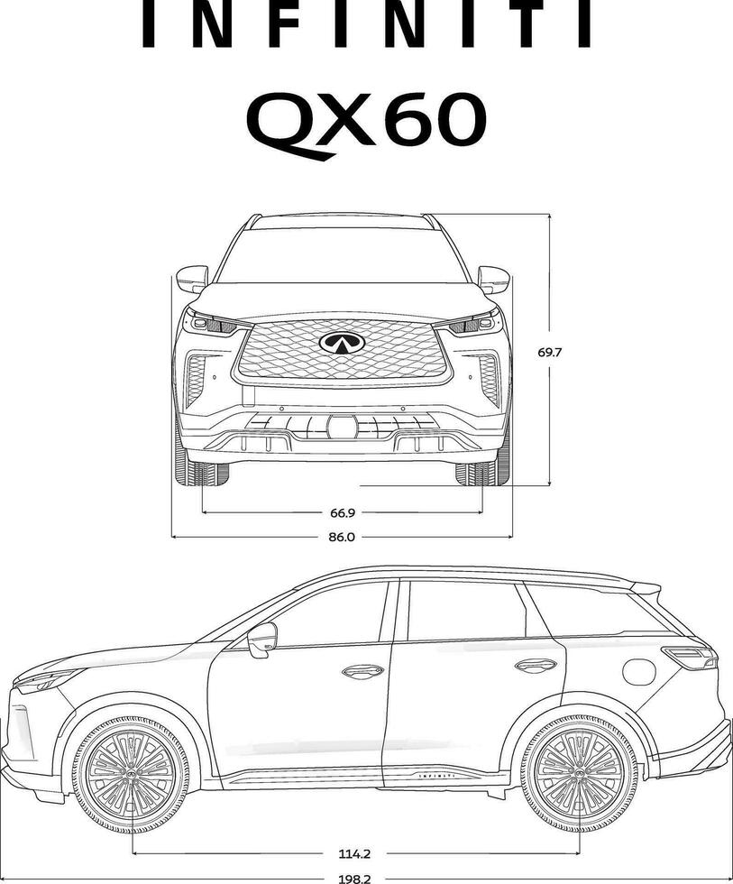 Infiniti QX60 2023 car blueprint vector