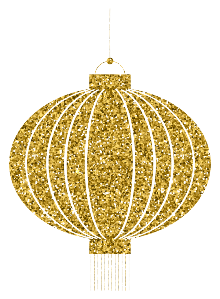 Chinese new year lantern sign symbol decoration gold glitter design element png