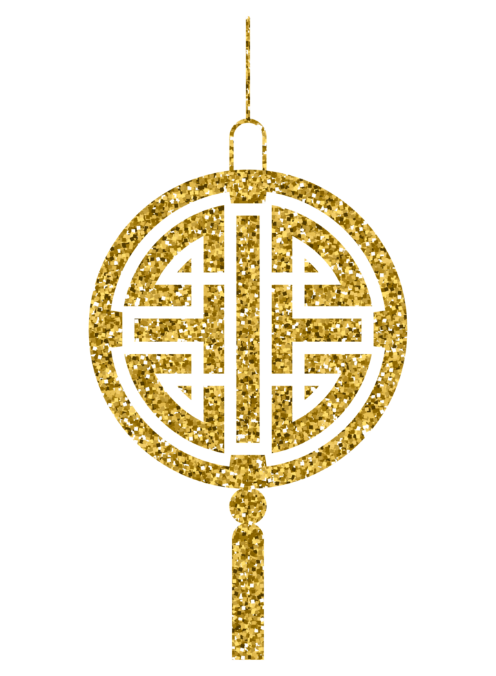 Chinese new year decoration gold glitter design element png