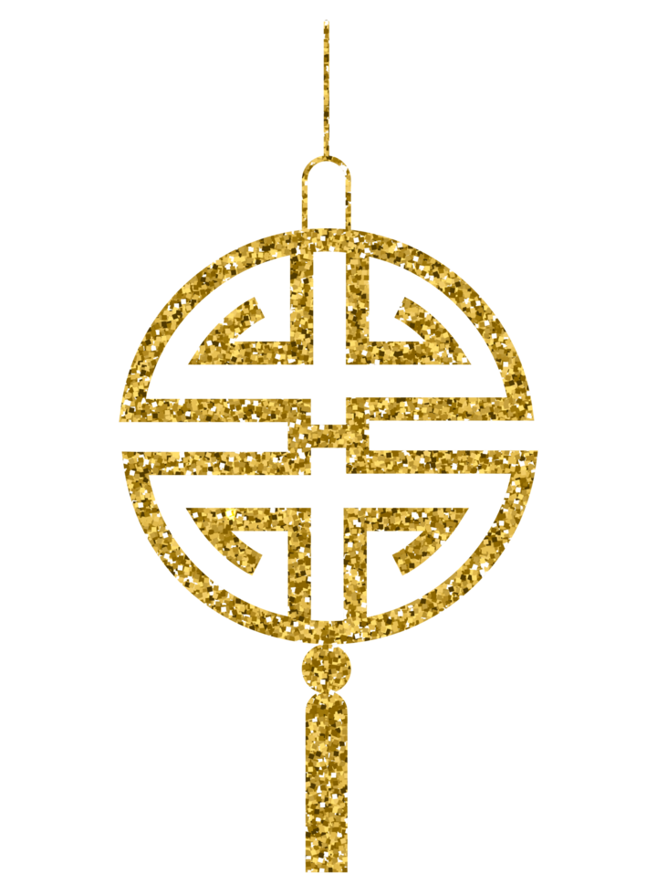 Chinese new year decoration gold glitter design element png
