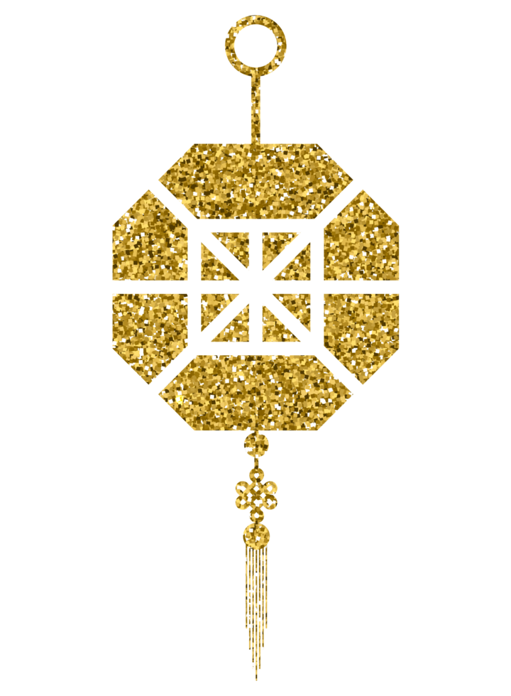 Chinese new year decoration gold glitter design element png