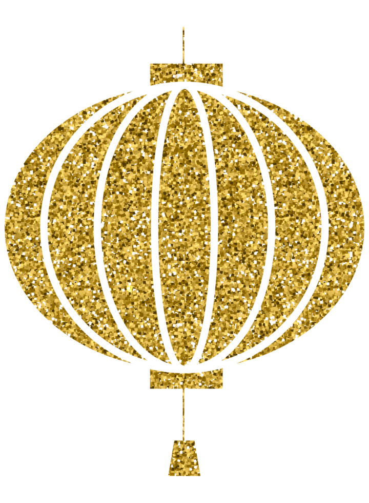 Chinese new year lantern sign symbol decoration gold glitter design element png