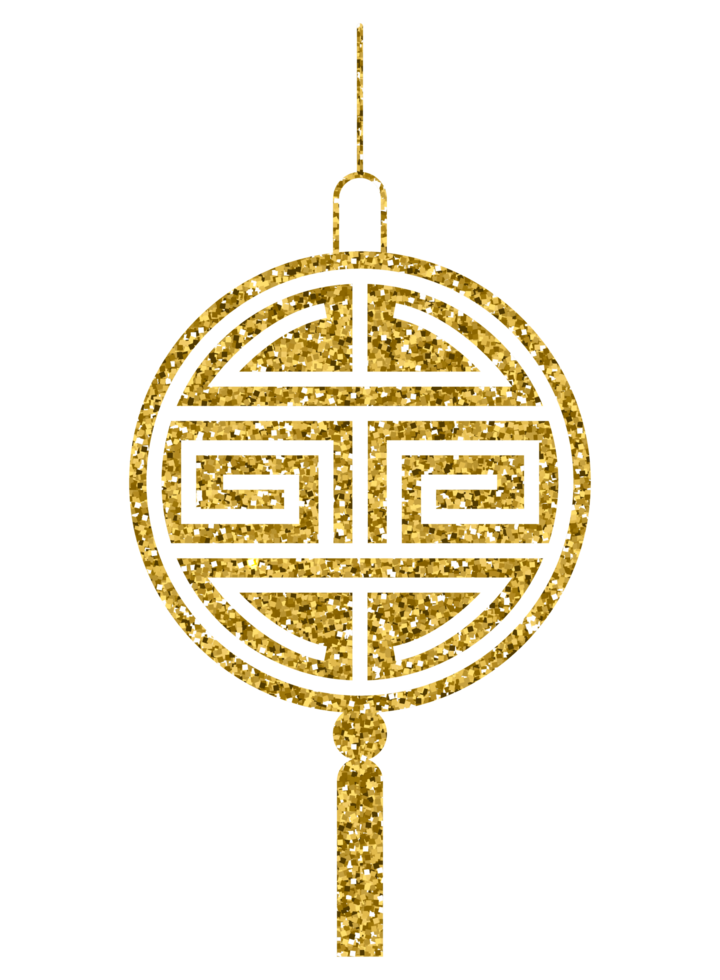 Chinese new year decoration gold glitter design element png