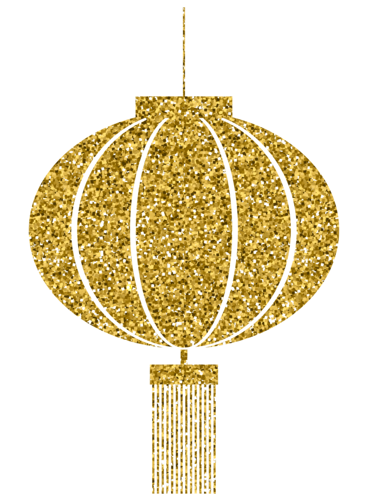 Chinese new year lantern sign symbol decoration gold glitter design element png