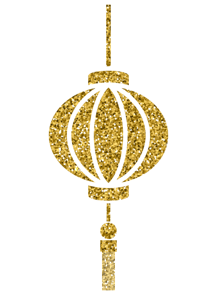 Chinese new year lantern sign symbol decoration gold glitter design element png