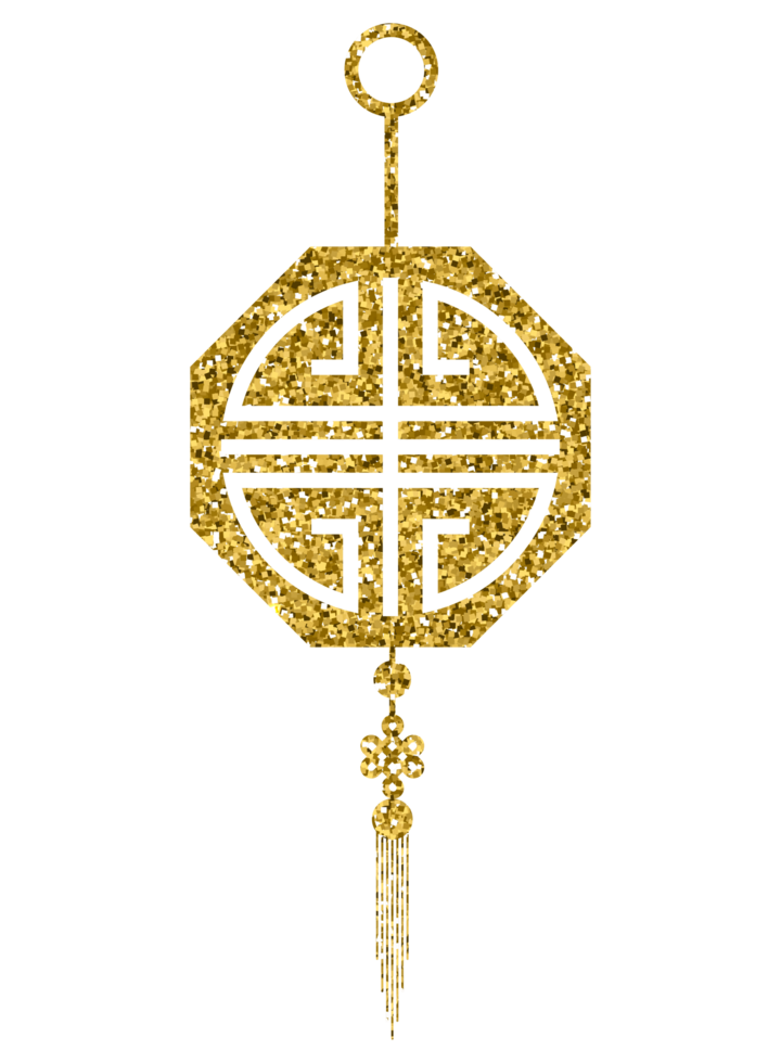 Chinese new year decoration gold glitter design element png
