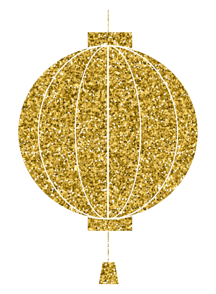Chinese new year lantern sign symbol decoration gold glitter design element png
