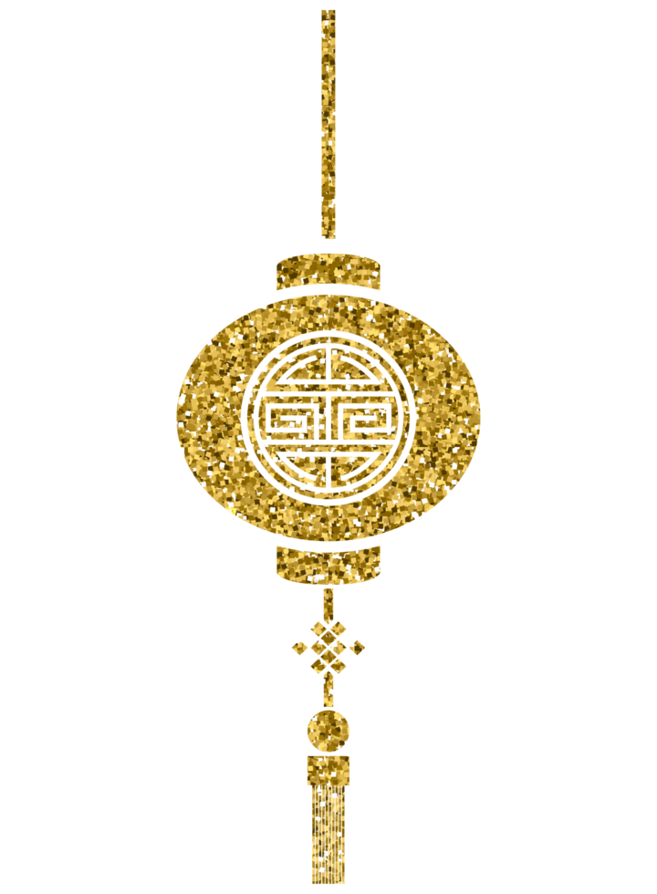 Chinese new year lantern sign symbol decoration gold glitter design element png