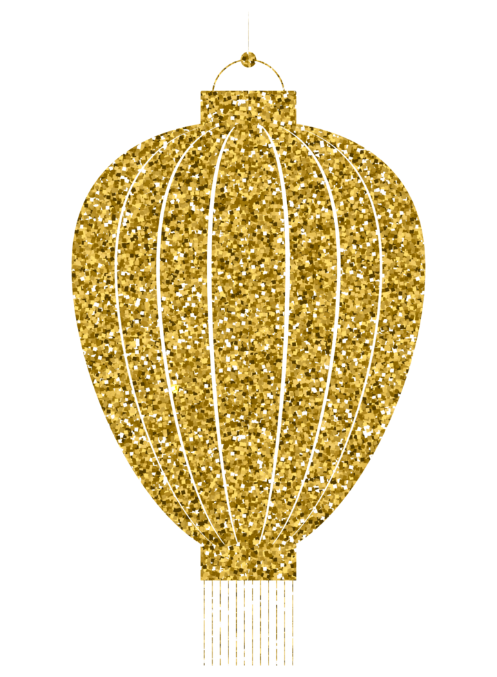 Chinese new year lantern sign symbol decoration gold glitter design element png