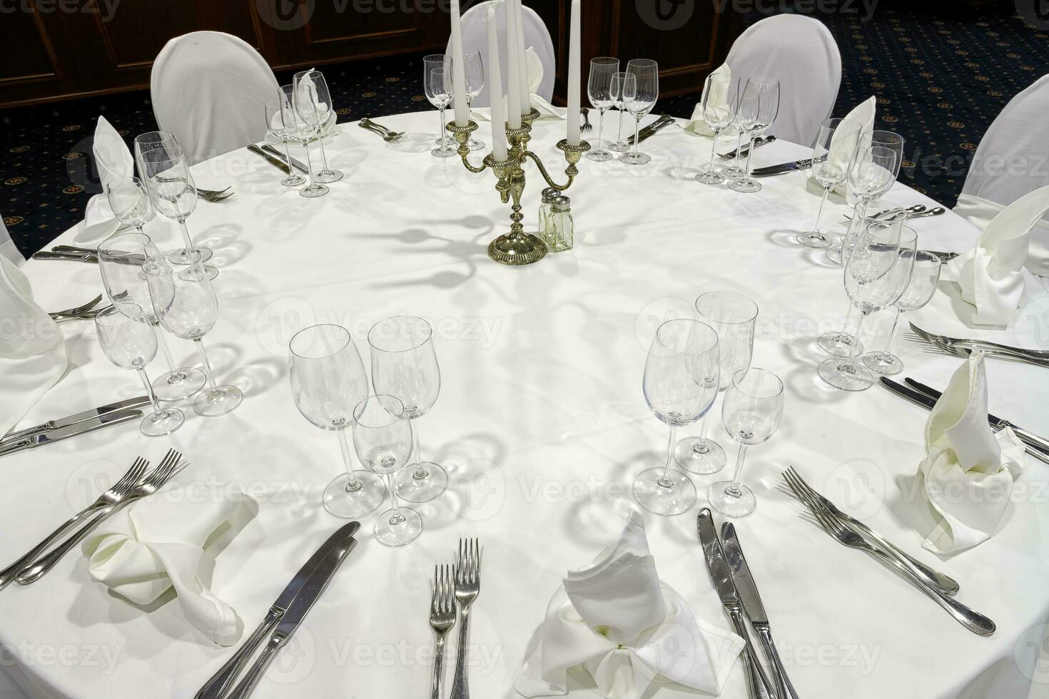 elegant table setting for a wedding, banquet, or a reception photo
