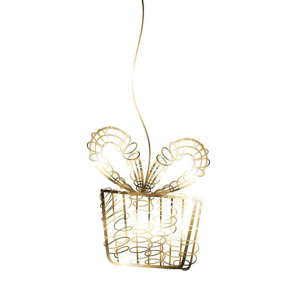 Luxury christmas golden gift hanging element. vector