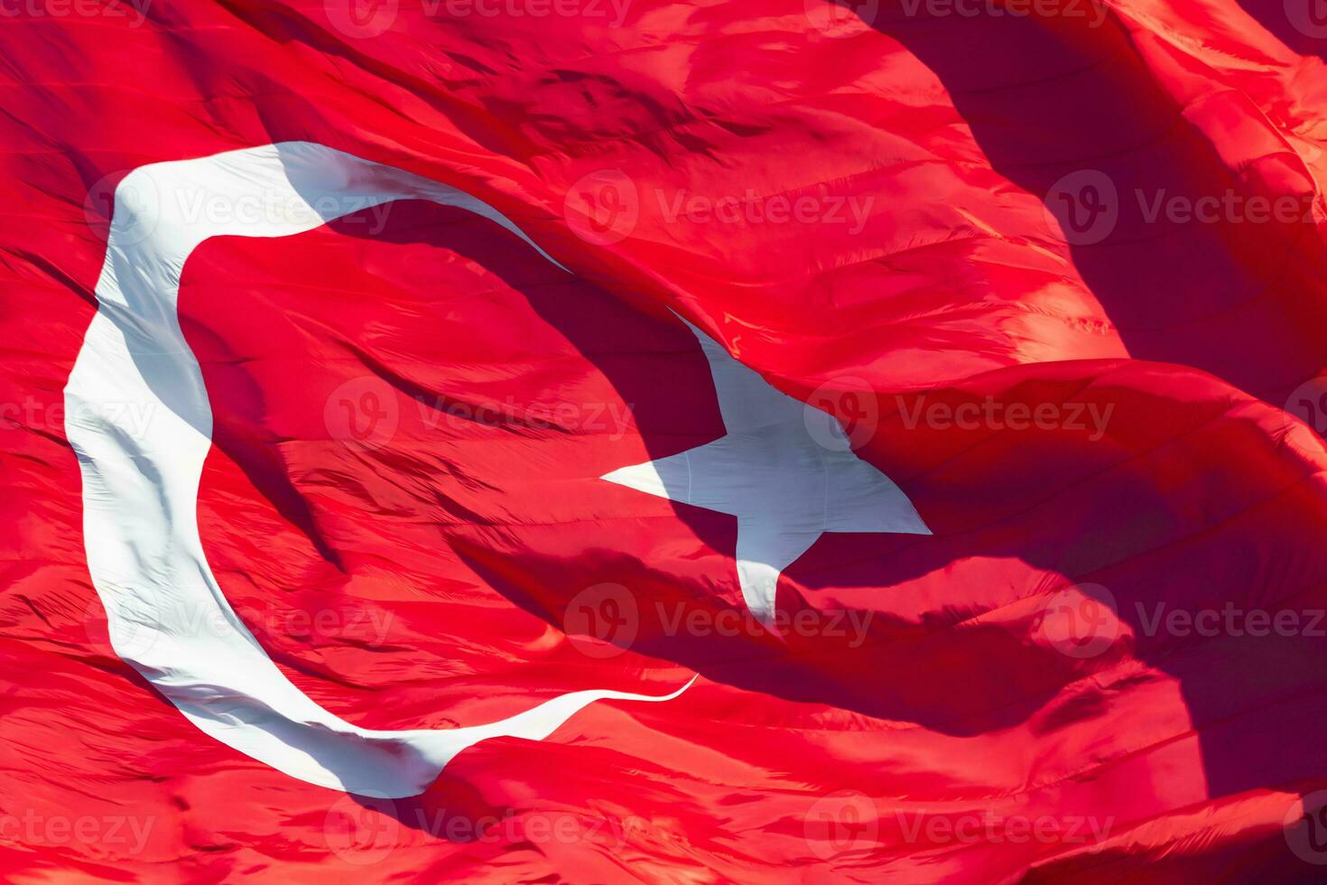 Waving Turkish flag in full frame view. photo