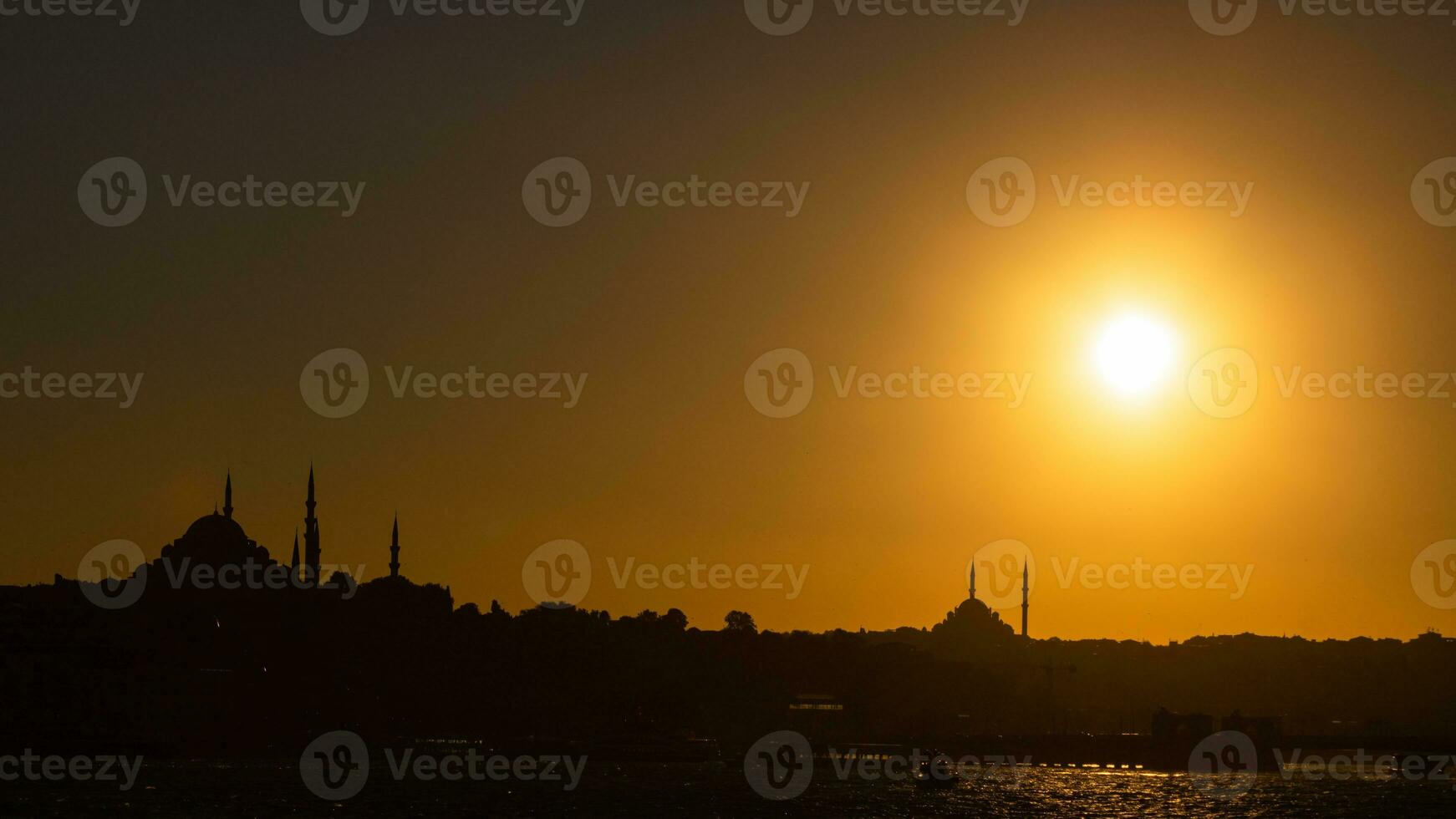 Silhouette of Istanbul at sunset. Ramadan or islamic background photo. photo