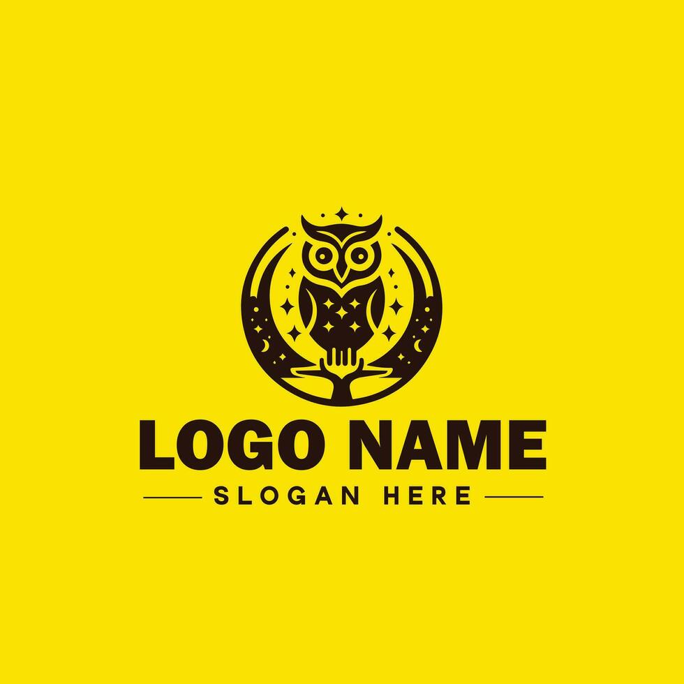 Owl logo for company, business, community, team logo and icon symbol clean flat modern minimalist business logo design editable vector