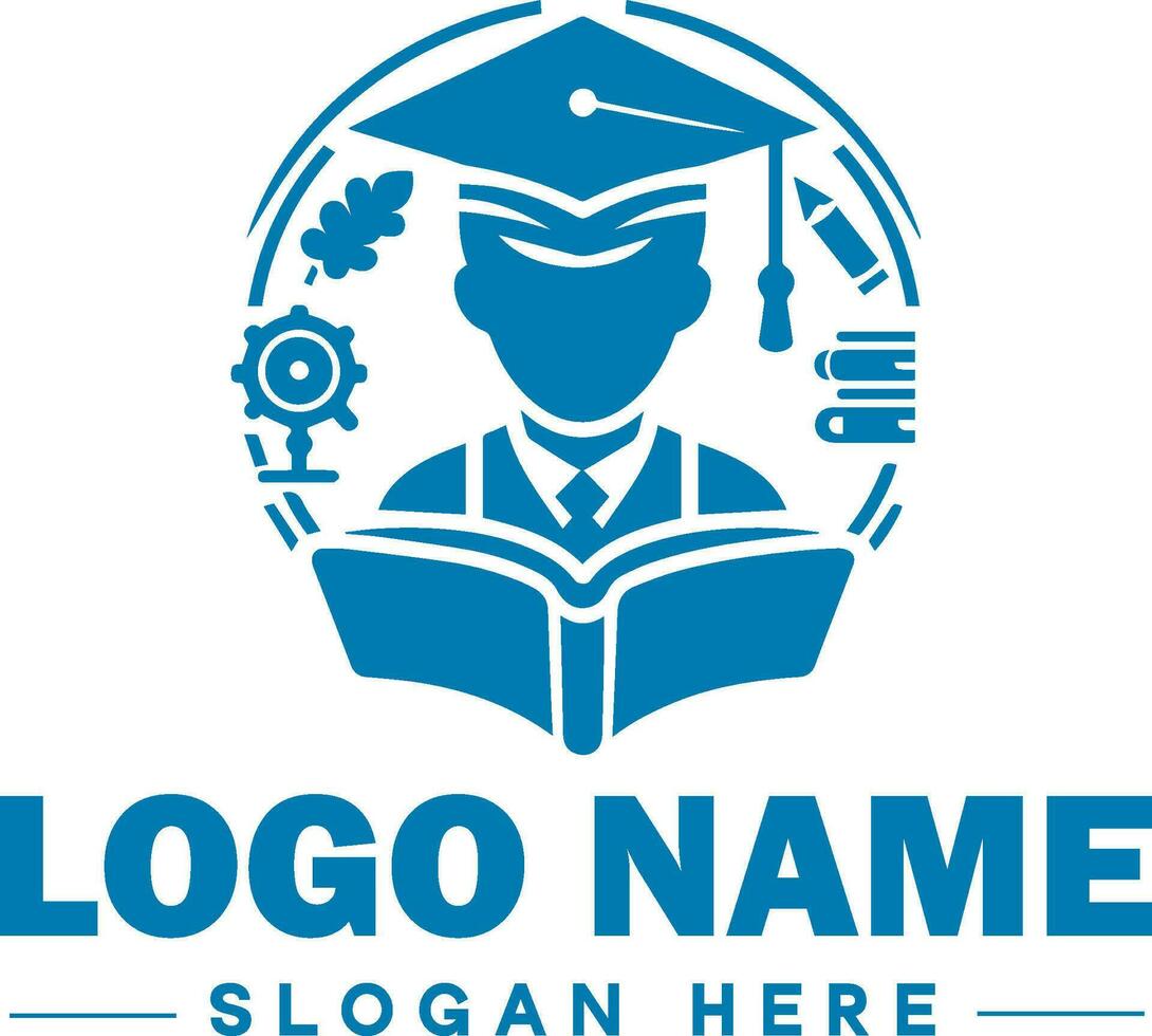 education logo for school, college, university, institute and icon symbol clean flat modern minimalist logo design editable vector