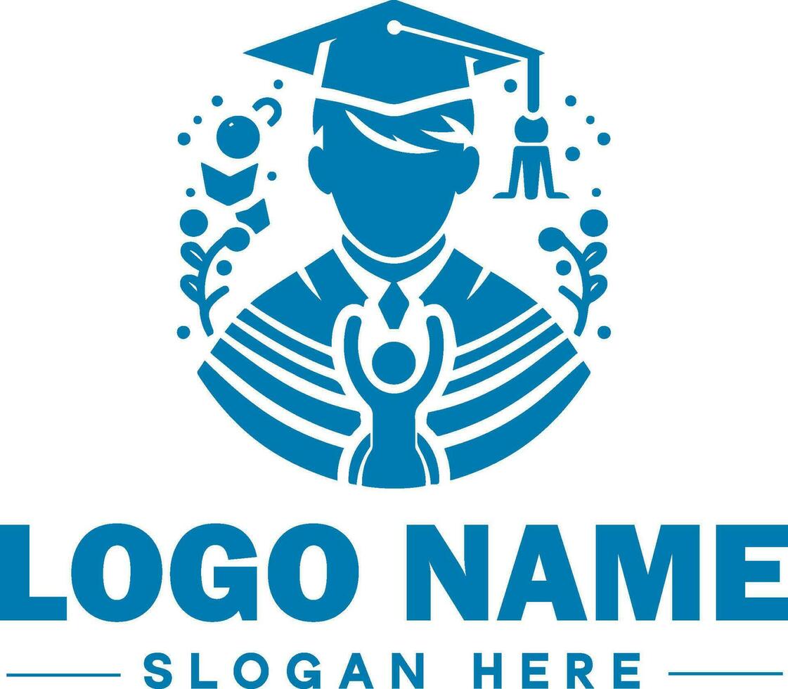 education logo for school, college, university, institute and icon symbol clean flat modern minimalist logo design editable vector