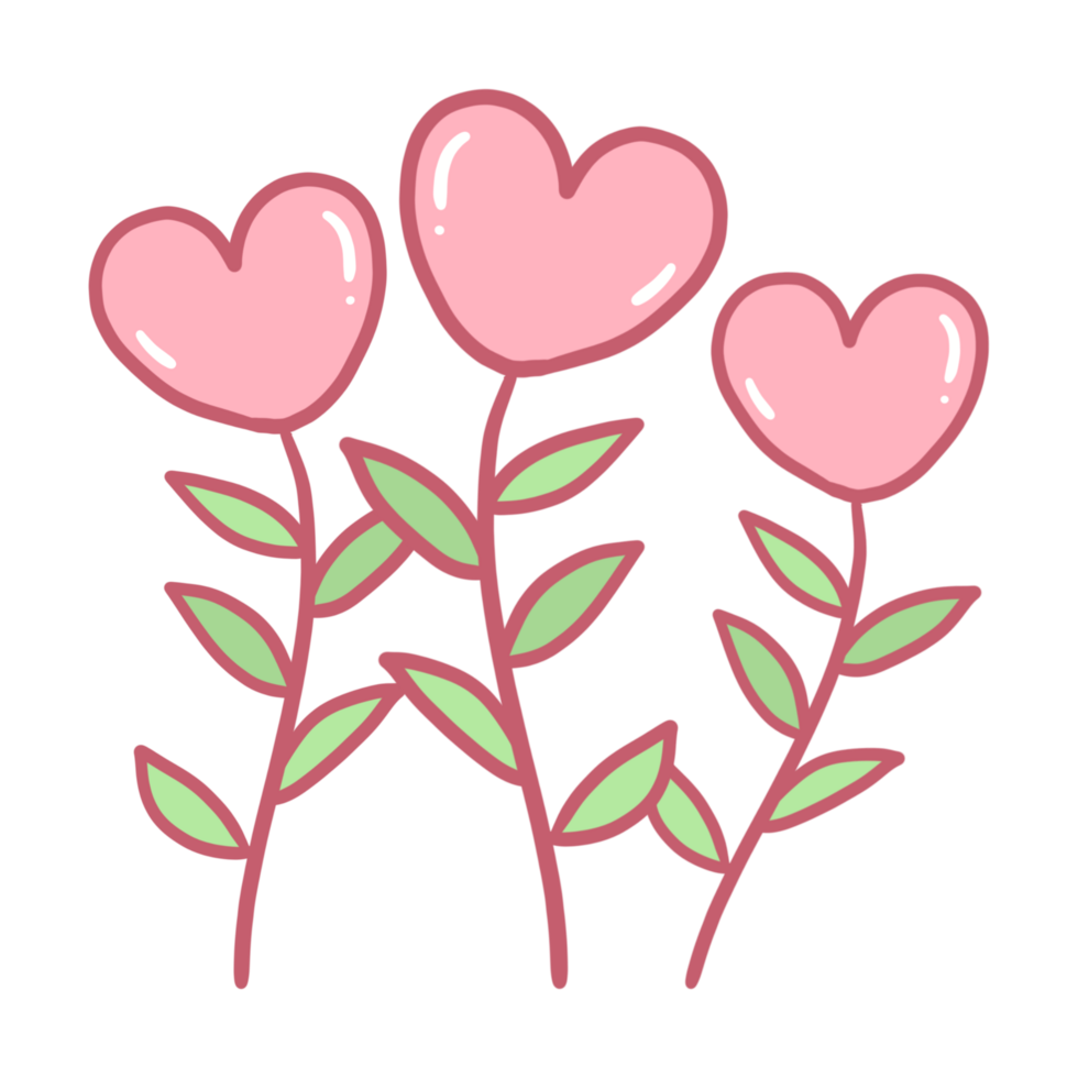 Pink heart valentine. cartoon style png