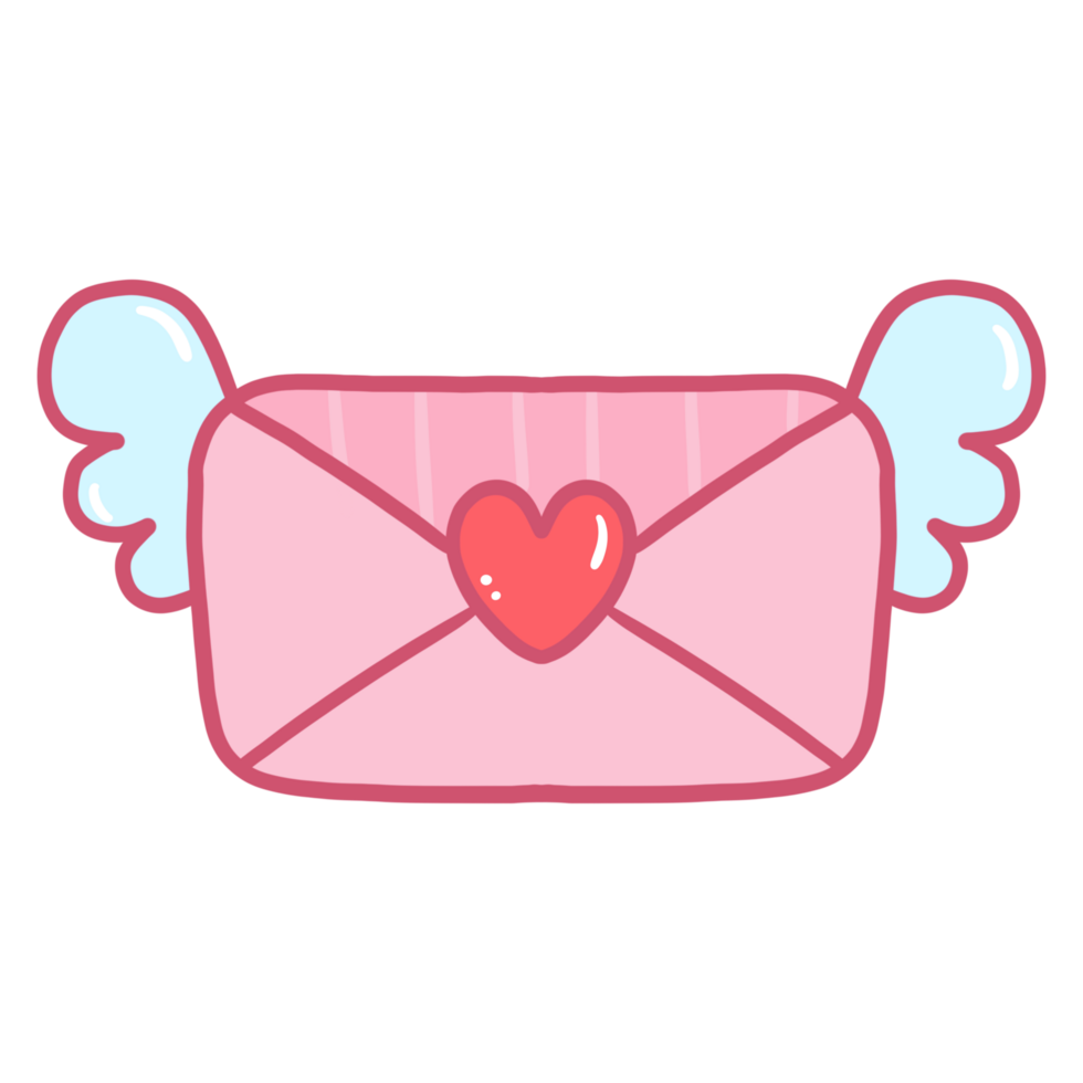 Valentine Letter. Pink color icon. cartoon style png