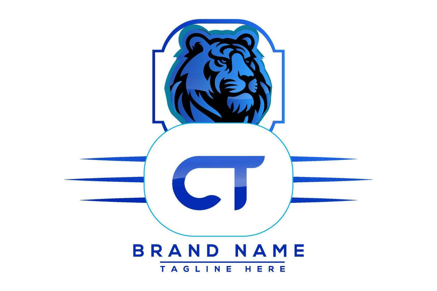 Tiger CT Blue logo Design. Vector logo design for business.