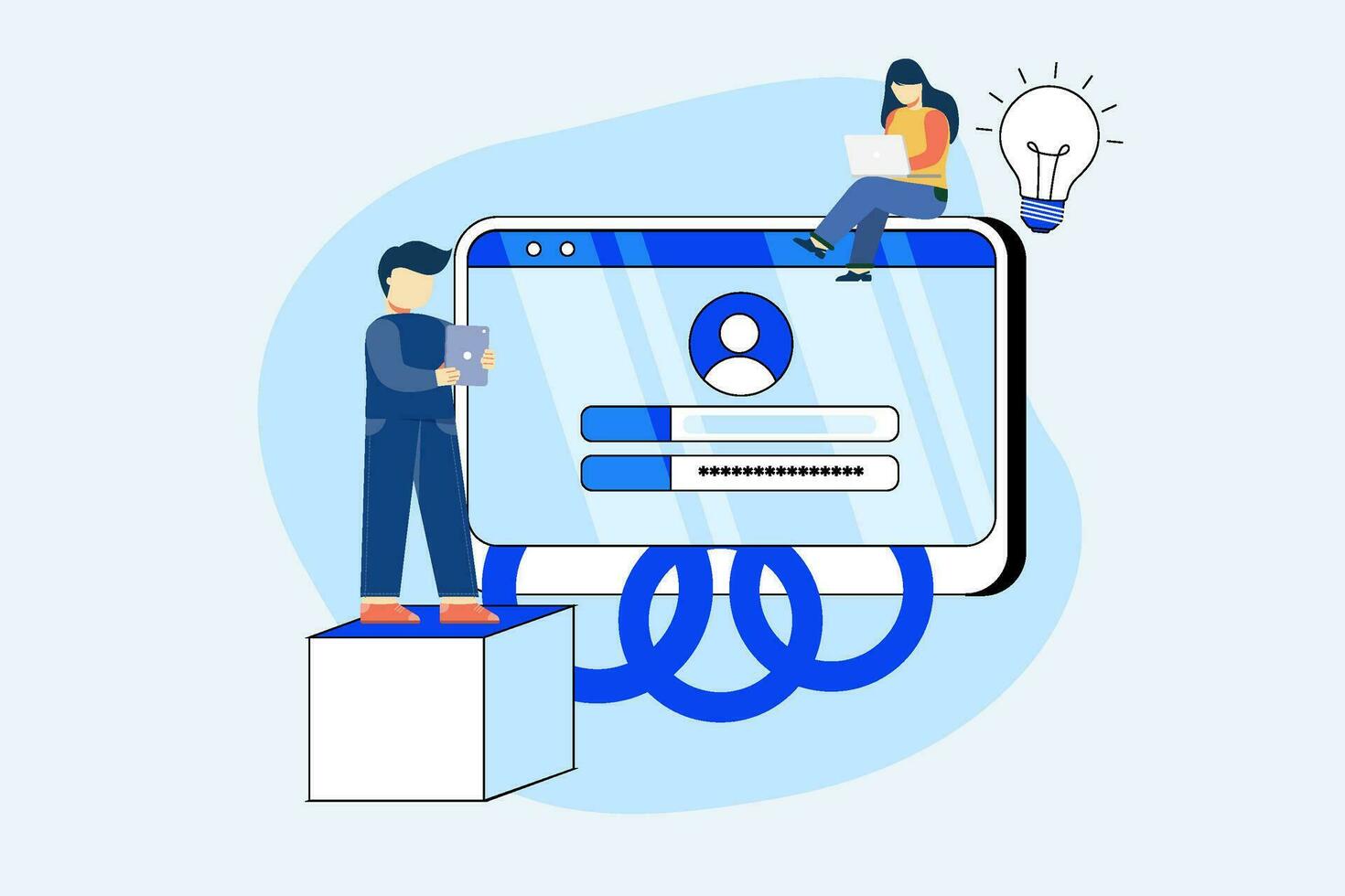 firmar en página plano diseño concepto vector ilustración icono. cuenta acceso, usuario acceso. resumen metáfora. lata utilizar para aterrizaje página, móvil aplicación, ui, carteles,