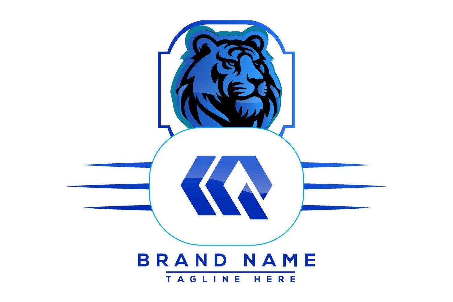 Tiger CQ Blue logo Design. Vector logo design for business.